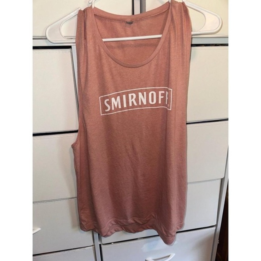 Pink/White Smirnoff‎ Tank Top Unknown Size Fits M/L H2
